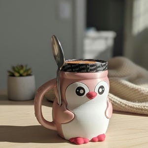 Cute penguin ice cream pint holder / penguin ice cream holder with storage and handle
