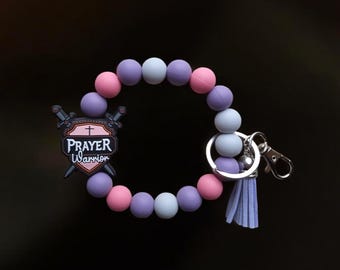 Siliconen armband polsbandje met kralen / gebedskrijger siliconen armband polsbandje met kralen / religieus geloof tas accessoires sleutelhanger