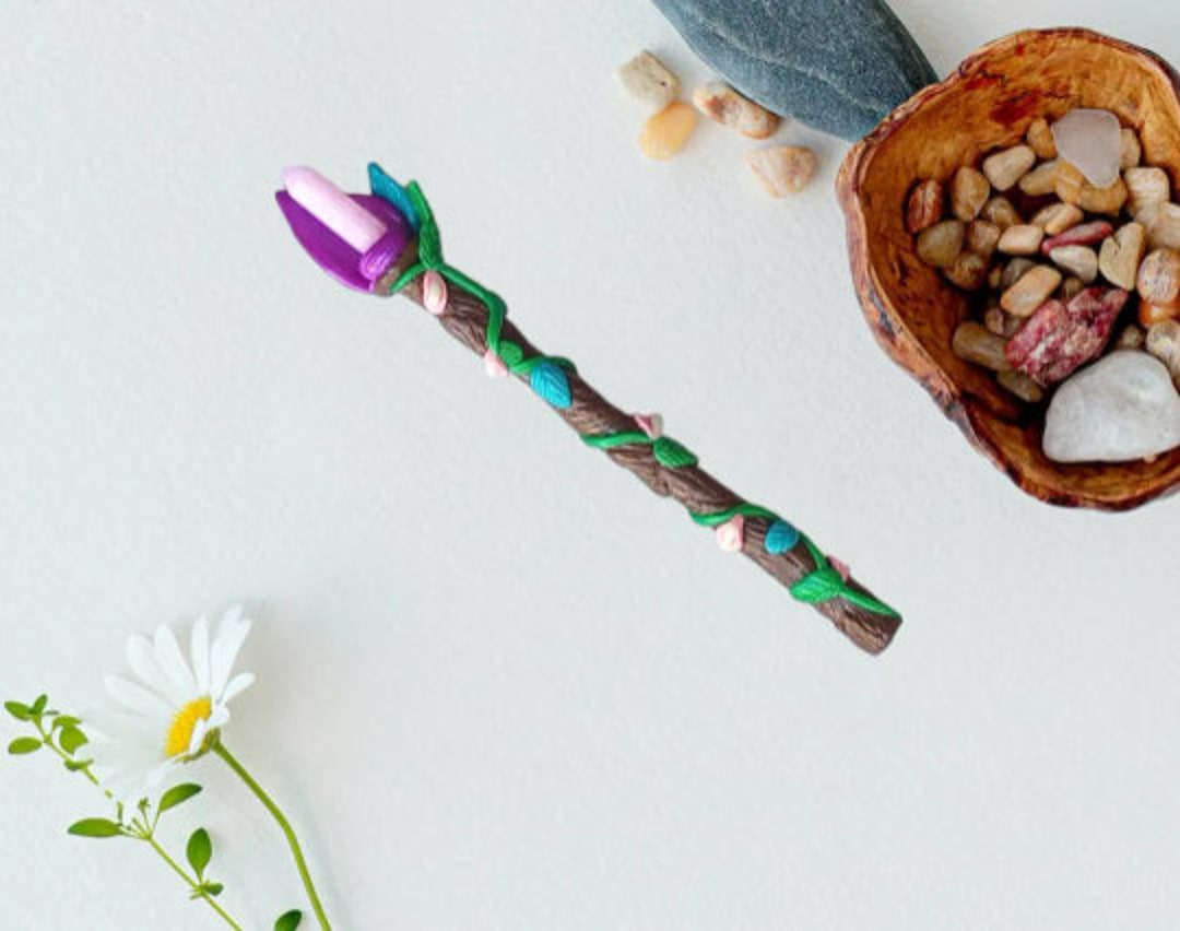 Choose Your Crystals Polymer Clay Wand/ Star Crystal Wand/ Floral Wand / Crystal Wand Lily Etsy