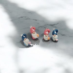 Kawaii beach gnome nautical charms / polymer clay gnome charms / kawaii toadstool charms / gnome charms starfish shell nautical gnome
