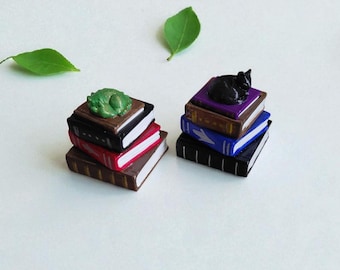 Bunter bunter süsser Bücherstapel Katze Drachen Fidget Clicker Schlüsselanhänger / 3d gedruckte Tier Figur bunter Krimskrams Fidget Clicker Bücherstapel