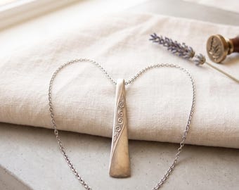 Upcycled silverplate silverware floral necklace / recycled spoon jewelry gift flower stripe