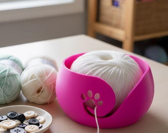 Cute colorful pawprint yarn bowl / 3d dog cat paw yarn bowl figurine knick knack yarn knitting crochet accessory