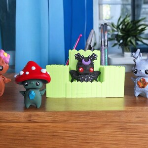 3D painted forest pixies container / pixie storage display / 3d printed whimsical storage container pencil makeup untensil organizer