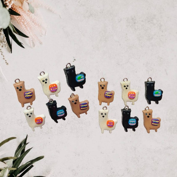 Kawaii Llama alpaca charms / polymer clay llama / kawaii animal charms / kawaii llama jewelry