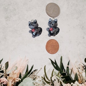 Kawaii raccoon charms / polymer clay raccoon with mushroom charms / kawaii animal charms / kawaii raccoon jewelry