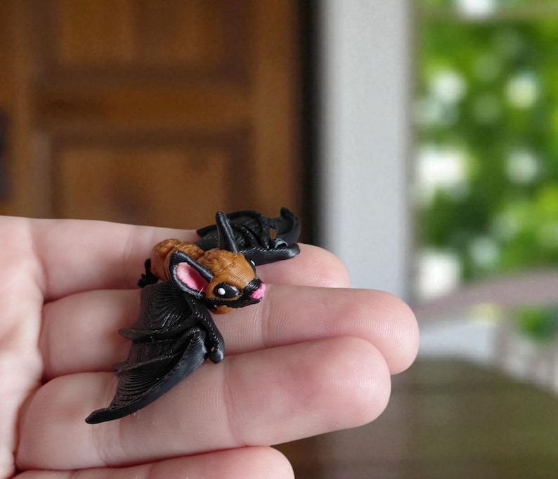 3D Articulated Cute Mini Small Bat Halloween Animal / 3d Printed Black ...