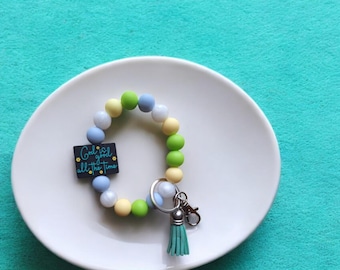 Siliconen polsbandje met kralen / God is altijd goed Siliconen polsbandje met kralen / religieus geloof tas accessoires sleutelhanger