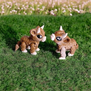 Bemalte 3D Flexi Highland Kuh Tier / 3D gedruckte Westerntiere / 3D gedruckte braune Kuh Knick knack Fidget Figuren