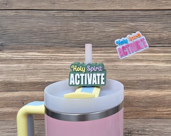 Dije de vaso con pajita para activar el Espíritu Santo en 3D pintado, accesorio para vaso, dije de pajita para vaso, dije de pajita cristiano