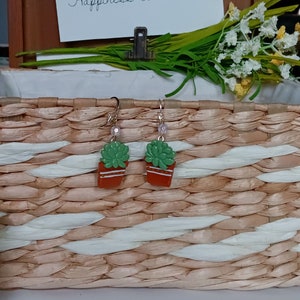 Kawaii succulent earrings / polymer clay succulent plant earrings / kawaii floral plant jewelry / clay succulent
