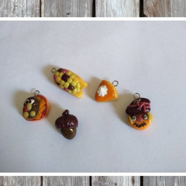 Thanksgiving charms set / polymer clay Thanksgiving charms /  Christmas jewelry charms / holiday charms