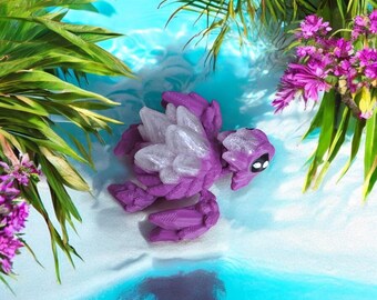 Painted 3D clear purple colorful crystal rock turtle turtle animals / gemstone turtle knick knack Fidget figurines keychain bag charm