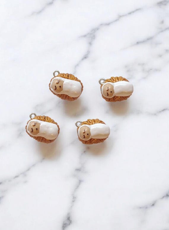 Clay Nativity baby Jesus charms / polymer clay Christmas charms /  Christian jewelry charms / tiny baby Jesus manger charms