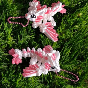 Llavero articulado de conejo y dragón wyvern en 3D / Llavero con figura de dragón impresa en 3D, adorno para bolso de conejo