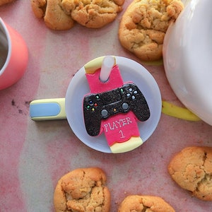 Polymer clay straw tag tumbler topper / clay tumbler accessories / game controller player one tumbler topper straw tag tumbler accessories