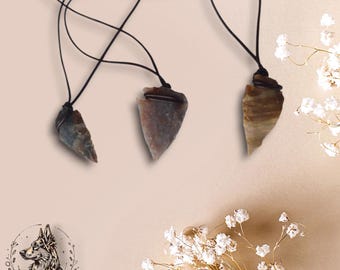 Adjustable leather cord arrowhead necklace / arrowhead necklace / adjustable necklace