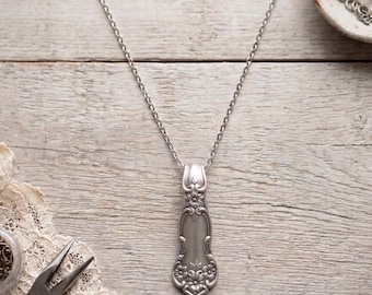 Upcycled silverplate silverware floral necklace / recycled spoon jewelry gift daisy