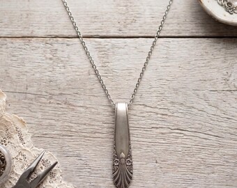Upcycled silverplate silverware floral necklace / recycled spoon jewelry gift deco