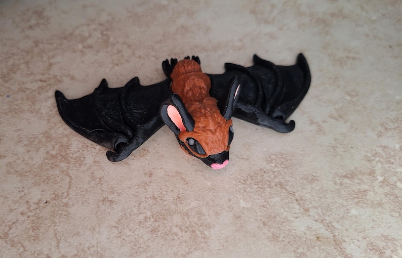 3D Articulated Cute Mini Small Bat Halloween Animal / 3d Printed Black ...