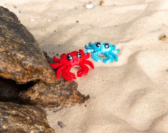3D gelede kleurrijke krab / 3D-geprinte roodblauwe krabdieren / krab PLA 3D-geprinte prullaria Fidget-beeldjes