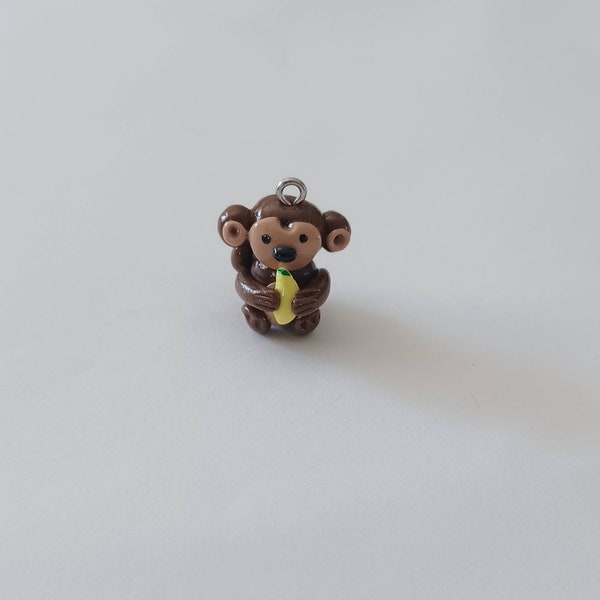 Kawaii monkey charms / polymer clay monkey with banana charms / kawaii animal charms / kawaii monkey jewelry