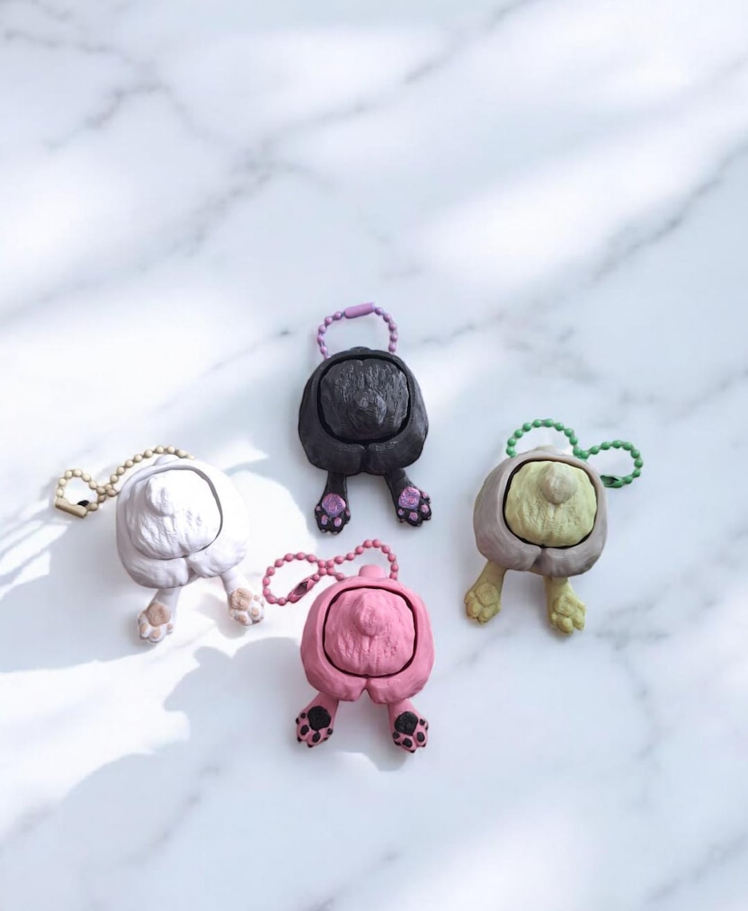 4 Jouets Fidget Little Ouchies - Porte-clés Anti-stress Imprimés 3D, Stimulation Tactile, Silencieux, Pour Adultes
