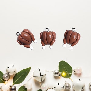 Kawaii roast turkey charms / polymer clay food charms / holiday food  clay charms / kawaii clay jewelry / turkey thanksgiving charms