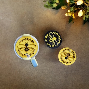 Painted 3D black yellow bee straw tumbler topper accessory tumbler topper straw tag / honey bumble bee tumbler accessories for stanley