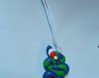 Christmas snake ornament / Santa snake ornament / polymer clay christmas ornament / polymer clay snake ornament