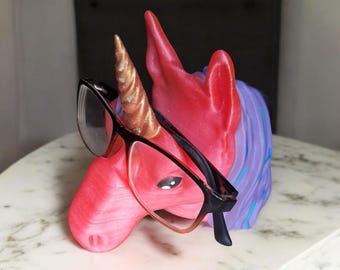 Hand painted 3D printed and painted dragon unicorn eyeglass stand 3d unicorn eyeglasses sunglass holder stand / 3d printed unicorn glasses