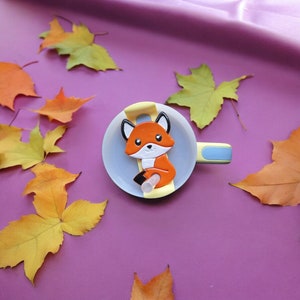Polymer clay straw tag for stanley tumbler topper / clay tumbler accessories / fall fox tumbler topper tag / orange fox tumbler accessories