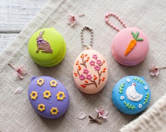 Colorful cute spring macaroon Fidget clicker keychain / 3d floral easter figurine knick knack Fidget clicker cute cherry blossom macaron