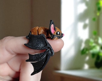 3D articulated cute mini small bat halloween animal / 3d printed black bat animals / 3d brown bat knick knack Fidget figurines