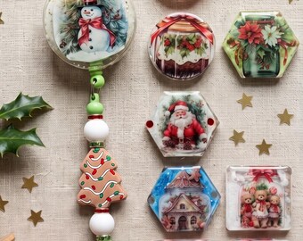 Beaded cute winter scene badge reel / christmas holiday medical school ID badge reel / gift for teacher nurse