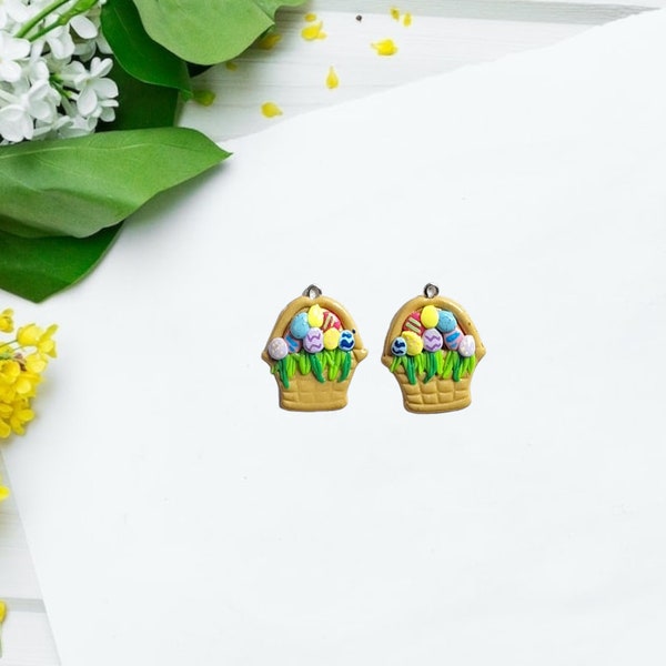 Kawaii decorative easter egg basket charms / polymer clay easter egg charms / kawaii food charm food jewelry easter egg charms stitch marker