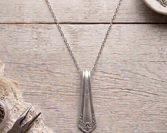 Upcycled silverplate silverware floral necklace / recycled spoon jewelry gift border flower