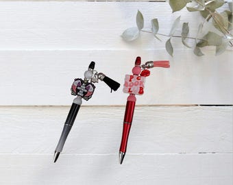 Cute set of 2 silicone beaded book boyfriend pen with tassel / spicy book club beaded pen / office writing school supplies gifts