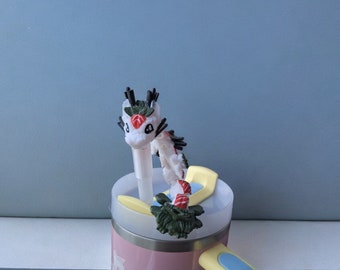 Hand painted 3D articulated sushi dragon straw cap / 3d printed dragon animals food sushi dragon tadling straw topper cover Fidget figurine