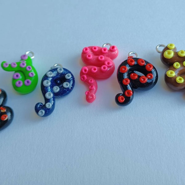 Kawaii tentacle charms / polymer clay charms / kawaii charms / kawaii jewelry / kawaii squid charms / octopus charms