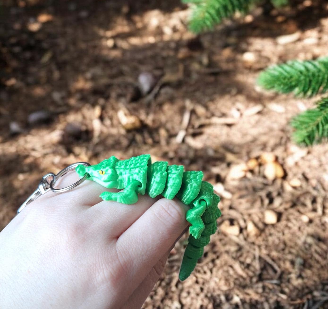 3D Painted Green Crocodile Alligator Keychain / 3d Printed Croc