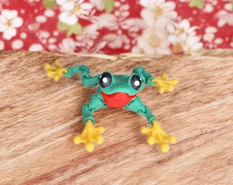 Hand painted 3D articulated tree frog cinder frog / 3d printed frog animals / colorful frog knick knack Fidget figurines