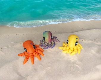 Painted 3D articulated colorful octopus squid / 3d printed octopus animals / squid octopus PLA 3d printed knick knack Fidget figurines