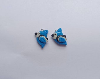 Breloques geai bleu kawaii / Breloques geai bleu en argile polymère / Breloques animaux kawaii / Bijoux oiseau geai bleu kawaii