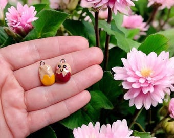 Polymer clay chicken nugget charm / cute kawaii clay chicken nugget tender strip food charms jewelry stitch marker progress keeper notions