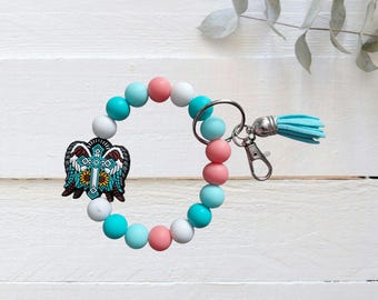 Horlogebandje siliconen kraal sleutelhanger westerse siliconen zonnebloem kruis polsbandje / religieus christelijk inspirerende accessoires sleutelhanger cadeau