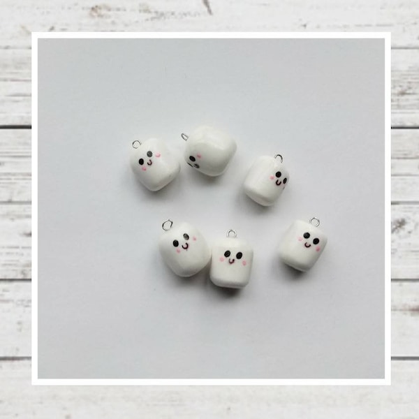 Kawaii marshmallow charms / polymer clay dessert charms / kawaii food charms / kawaii food jewelry