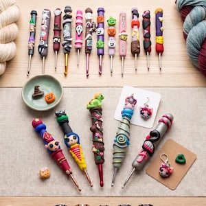 Haaknaald van polymeerklei op maat / haaknaald op bestelling / haaknaald van klei op maat / breiaccessoire afbeelding 1