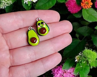 Polymer Clay Avocado Anhänger / niedliche kawaii Ton Avocado Lebensmittel Charms Schmuck Maschenmarkierer Fortschrittsanzeiger