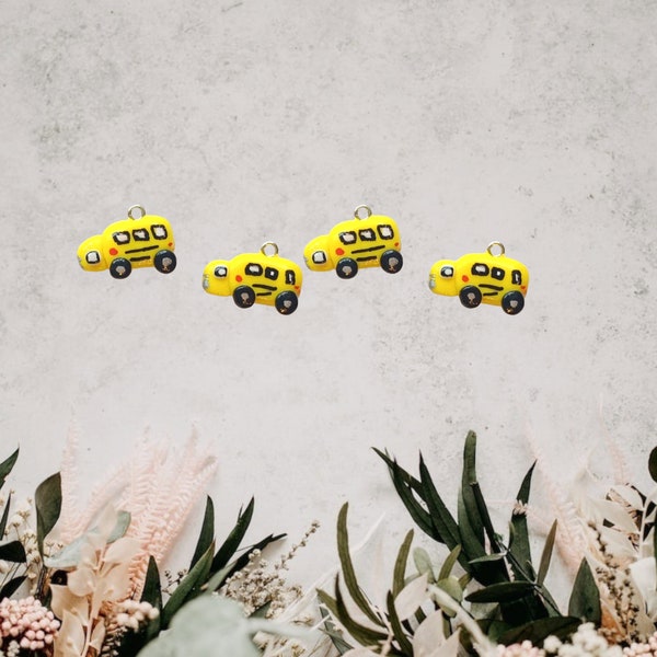 Kawaii school bus charms / polymer clay school bus charms / kawaii school teacher charms / kawaii teacher jewelry